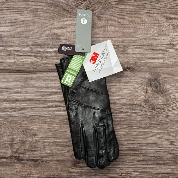 Igloos Black Leather Women’s Gloves NWT - Picture 4 of 5